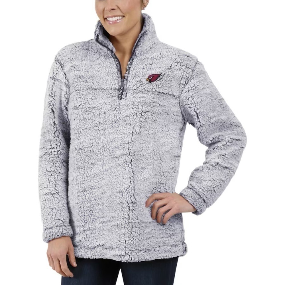 NFL Arizona Cardinals Small Gray Sherpa Quarter Zip Cozy Lining Pullover Jacket